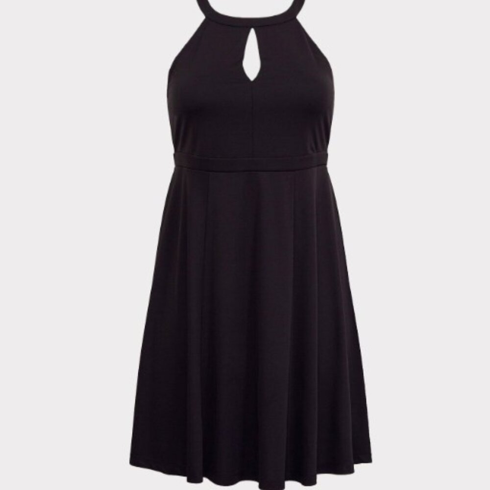 Torrid size 22 Black Studio Knit Keyhole Skater Dress